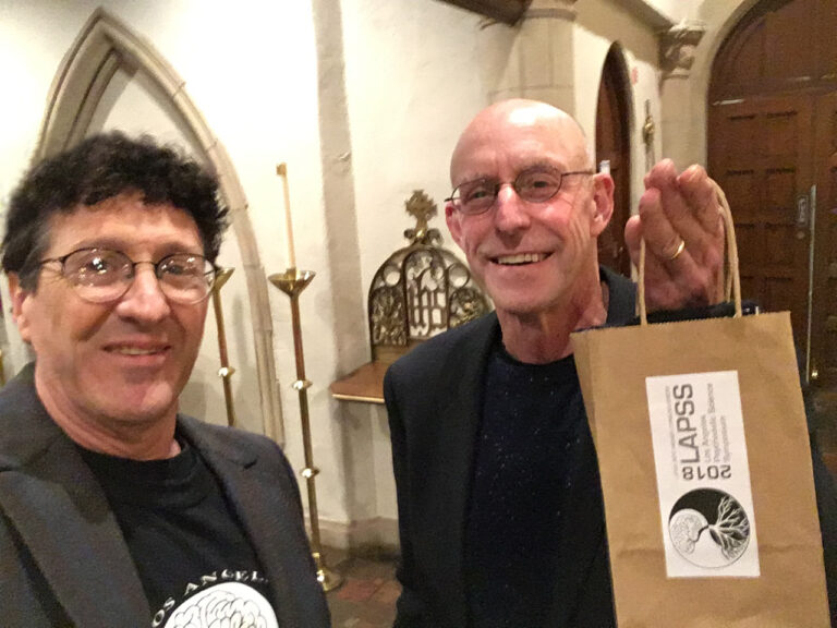 Michael Pollan and Paul Antico at his book tour for “How to Change Your Mind” where I gave him a t-shirt on behalf of the Los Angeles Psychedelic Science Symposium in Los Angeles (2018)